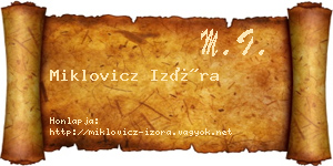 Miklovicz Izóra névjegykártya